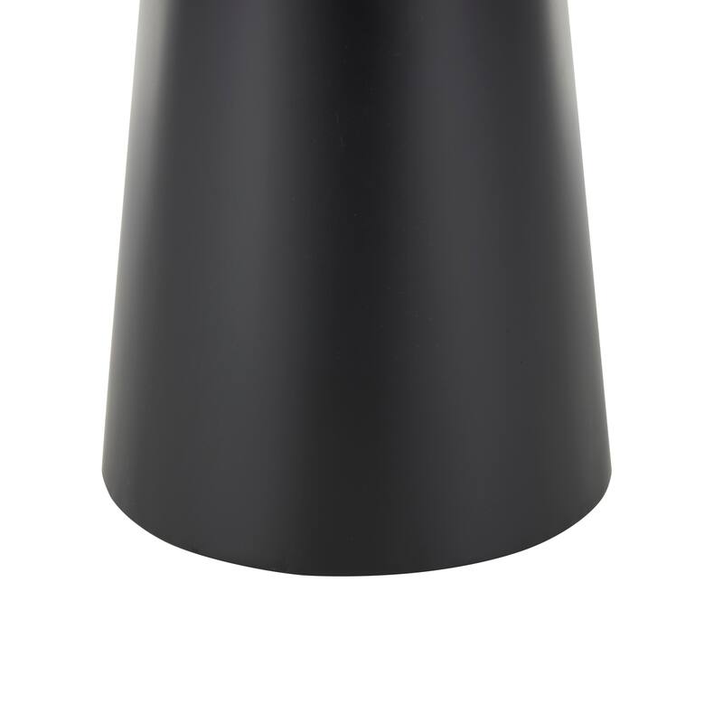 Black Metal Handmade Pedestal Side End Accent Table with Brown Wood Tabletop