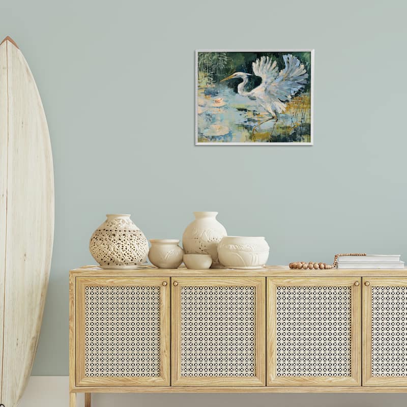 Stupell Heron with Spread Wings Framed Giclee Art Design By Dusza