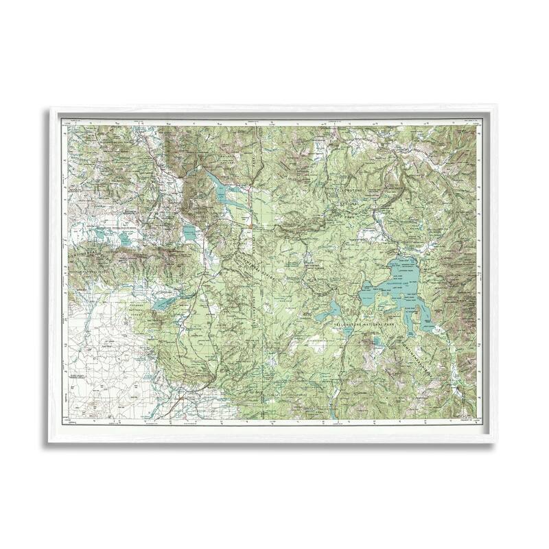Stupell Yellowstone National Park Continental Divide Map Forest Geography Framed Wall Art