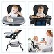 preview thumbnail 2 of 5, Simple Fold Highchair for Infants w/Large Storage Basket, Adjustable Height, Detachable Double Trays, 4 Lockable Wheels, Black