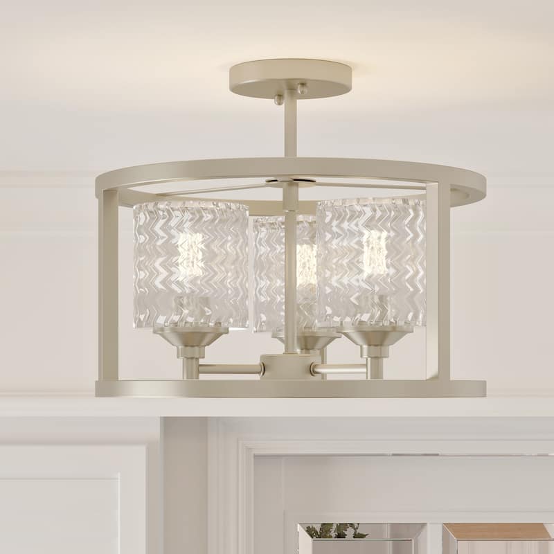 Acroma 3-light Modern Drum Flush Mount Ceiling Lighting - N/A
