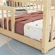 preview thumbnail 3 of 8, Natural Double Twin Pine Wood House Floor Bed with Guardrails
