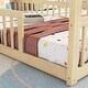 preview thumbnail 3 of 8, Natural Double Twin Size Pine Wood House Floor Bed with Fence, Guardrails, without door for Bedroom