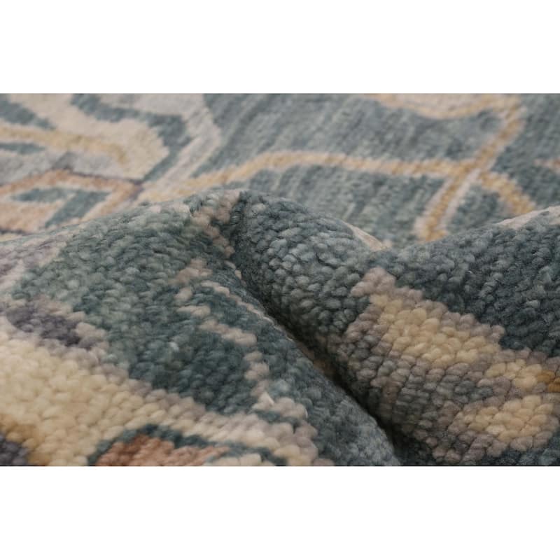 ECARPETGALLERY Hand-knotted Modern Oushak Teal Wool Rug - 8' 10" x 11' 9"