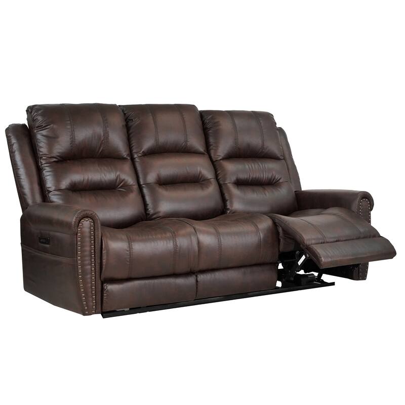 81.5" Width Power Reclining Sofa With Adjustable Headrest and Dropdown Center Table with Cup Holders - 3 Seats