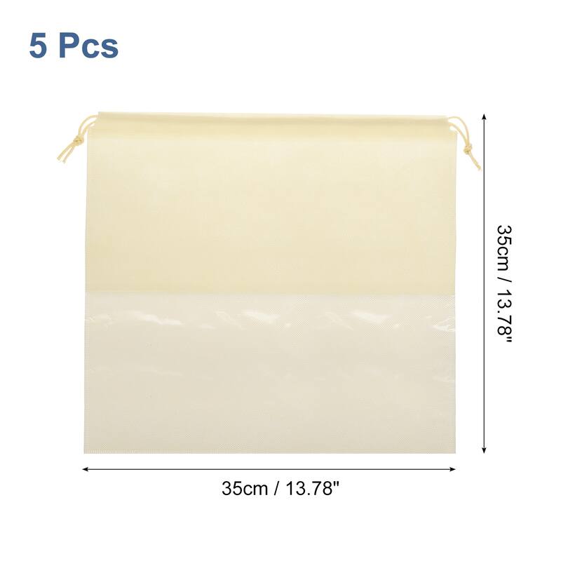 5 Pcs Dust Cover Shoe Bags, Drawstring Travel Pouch Bag - Beige - 13.78 Inch