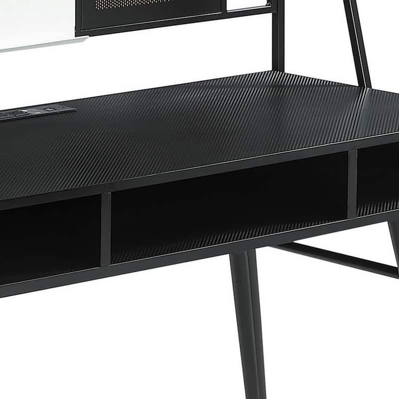 58 Inch Writing Desk With Whiteboard, Cup Holders, USB, Charger, Black
