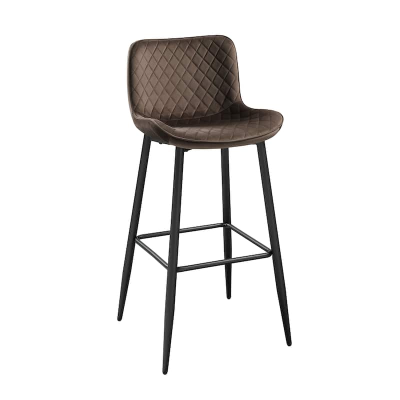 2-Piece 29" Pub Height Chair Set - Brown Velvet with Metal Legs