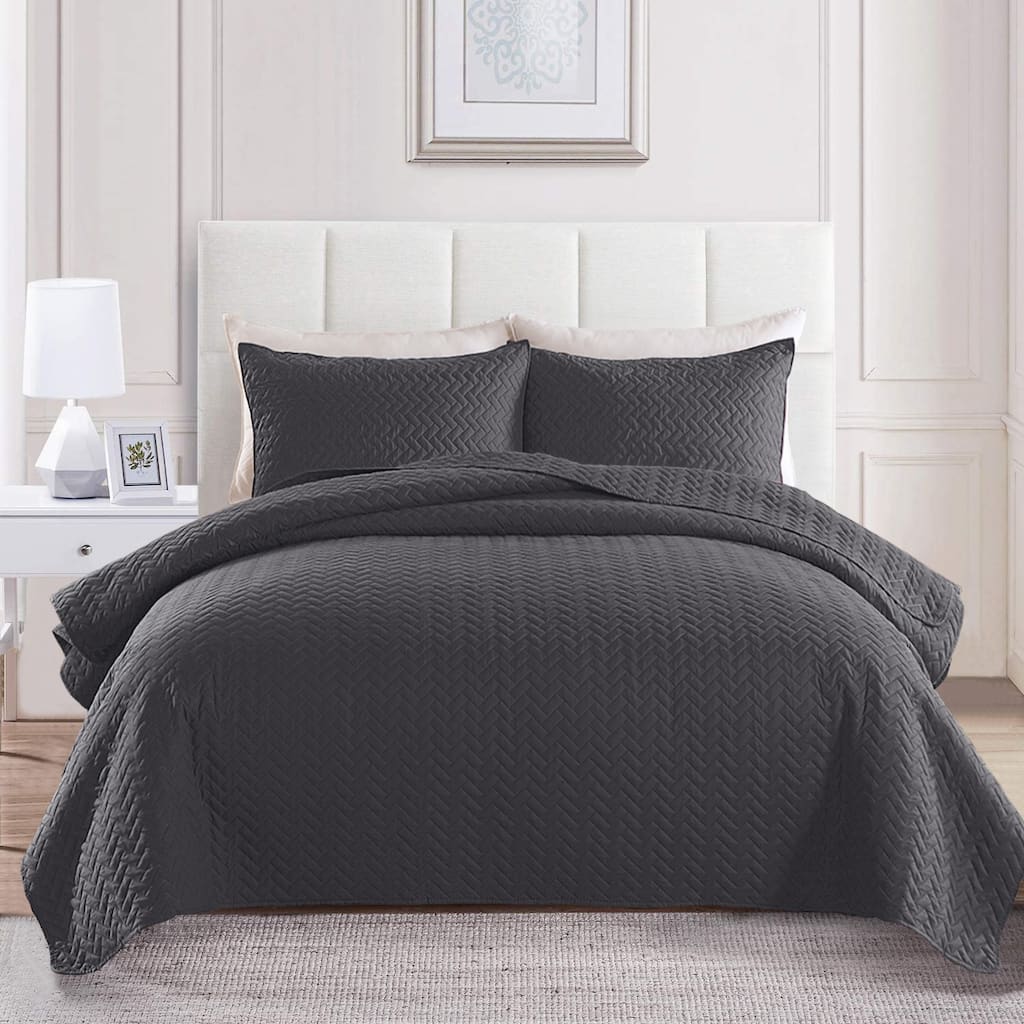 Basket Stitched Bedspread/Coverlet Set Ultra Soft Microfiber Lightweight Quilt