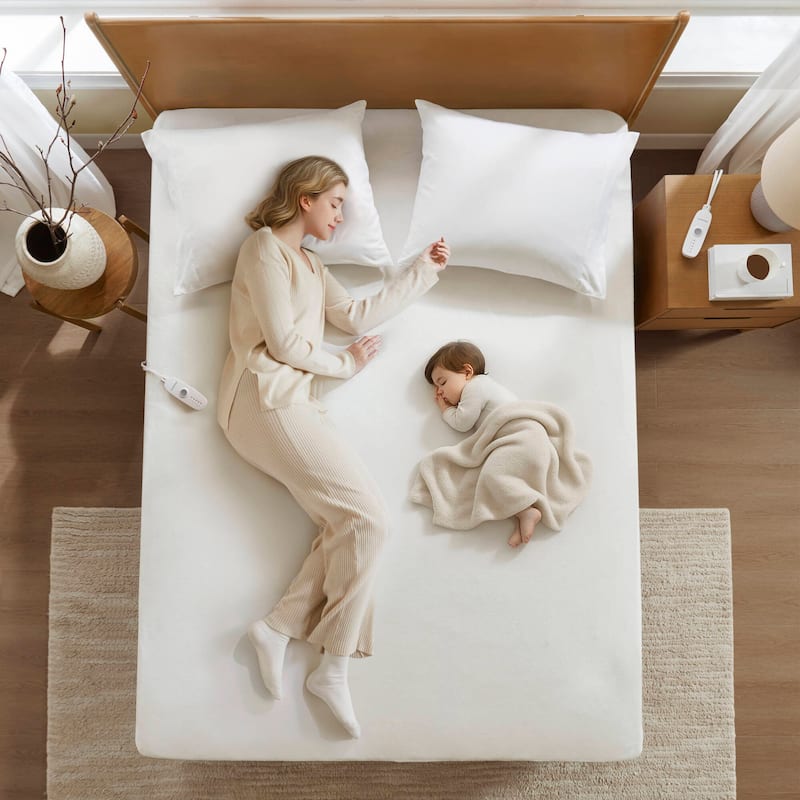 1-Piece Queen Heated Mattress Pad,White