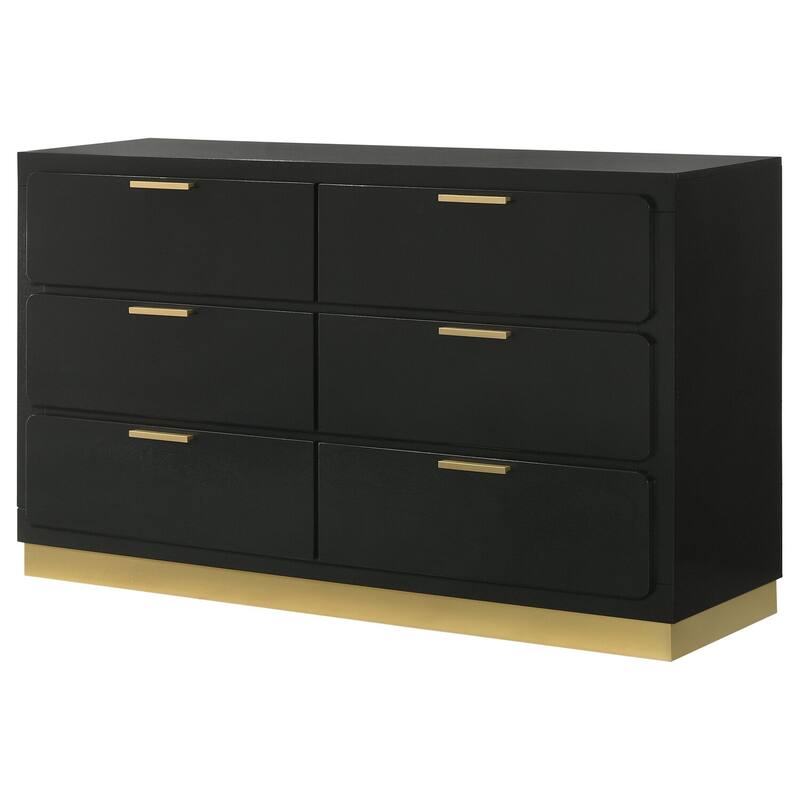 6-Drawer Black Dresser with Sleek Modern Styling, Smooth Glide Drawers, and Spacious Storage for Bedroom Needs