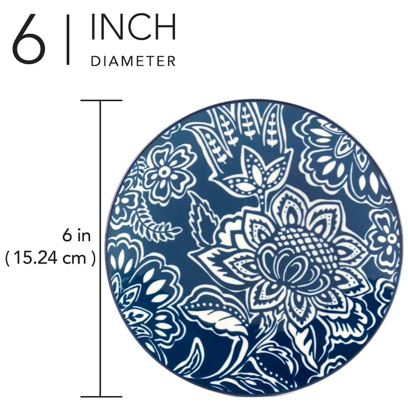 Certified International Tapestry Set of 6 Canape Plate, 6" 6 asst - 6" Diam x 0.75"