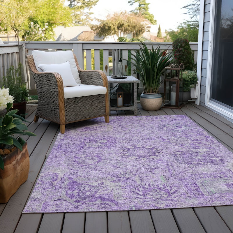 Machine Washable Indoor/ Outdoor Vintage Traditional Chantille Rug