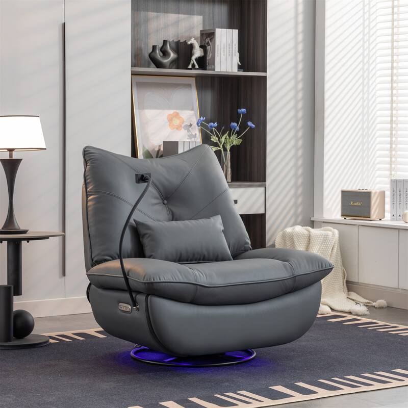 Swivel Power Recliner Chair with USB Port and Atmosphere Lamp