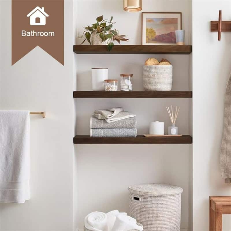 Wall Hanging Wood Shelf for Rustic Home Decor - 6.7"D x 30"W x 1.6"H