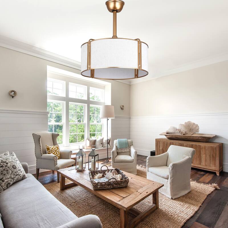 Bella Depot 19" Modern Caged Ceiling Fan with Light Kit and Remote Control 6-Speed Reversible DC Motor - 19”