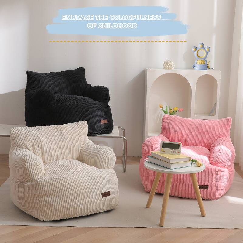 Kids Bean Bag Chair,Sherpa Bean Bag Sofa Couch with Decorative Edges