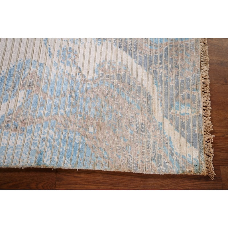 Striped Abstract Accent Rug Handmade Wool Carpet - 2'9" x 5'0"