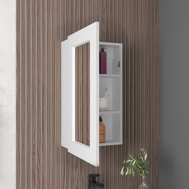 25.7" H x 15.7" W Narrow Mirror Medicine Cabinet, 1 Door with 3 Shelves，Space-Saving Storage Solution