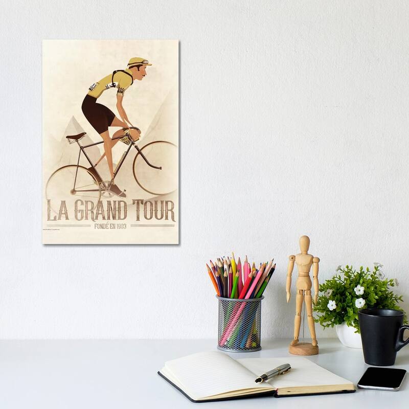 iCanvas "Vintage Tour De France Cyclist" by WyattDesign Canvas Print - 12x8x0.75