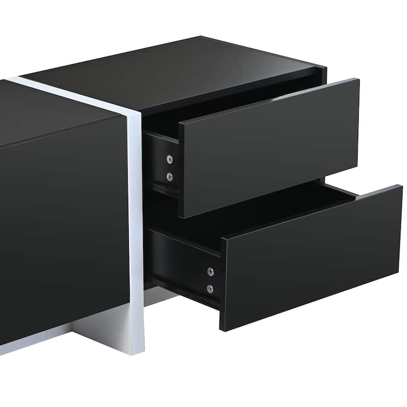 Rectangular High Gloss TV Stand for Living Room, Entertainment Media Console, Wood TV Storage Cabinet for TVs Up to 80"