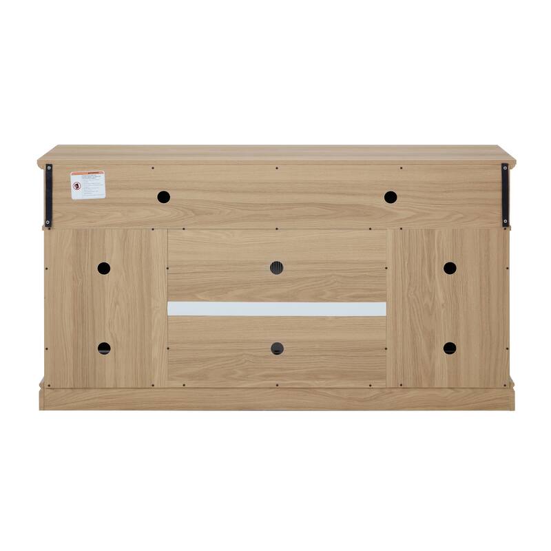 Embossed Pattern TV Stand, TV and Media Console with Open and Closed Storage Space and sliding door