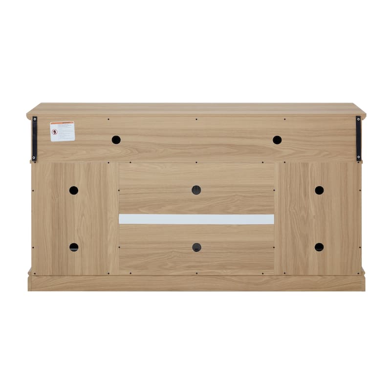 Embossed Pattern TV Stand for TVs Up to 65", Fireplace TV Stand with Storage Cabinet