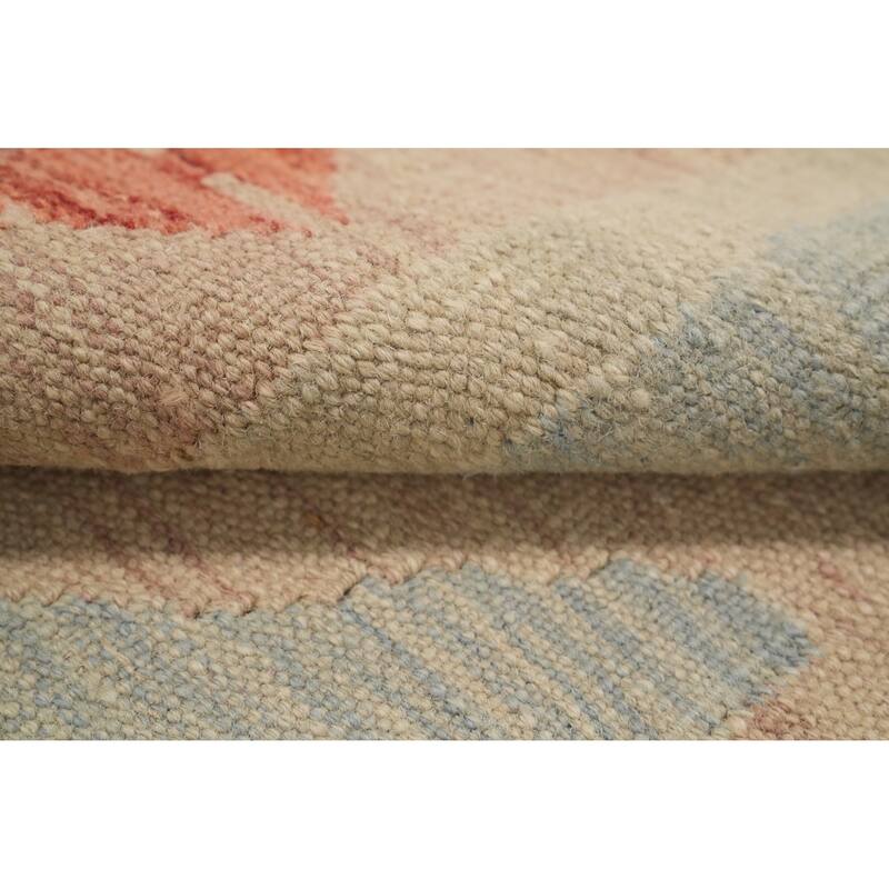 Hand Woven Oriental 100% Wool Carpet Southwestern Tribal Navy Blue & Blues Kilim Area Rug - 9' 0'' X 5' 5''
