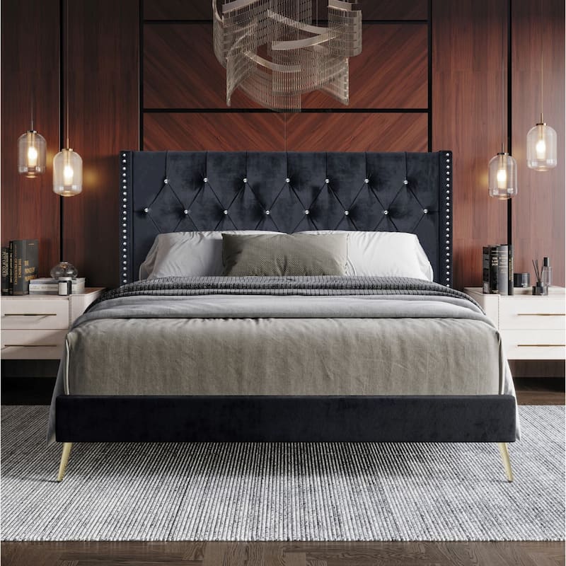 Homer Tufted Upholstered Platform Bed - Black - Full