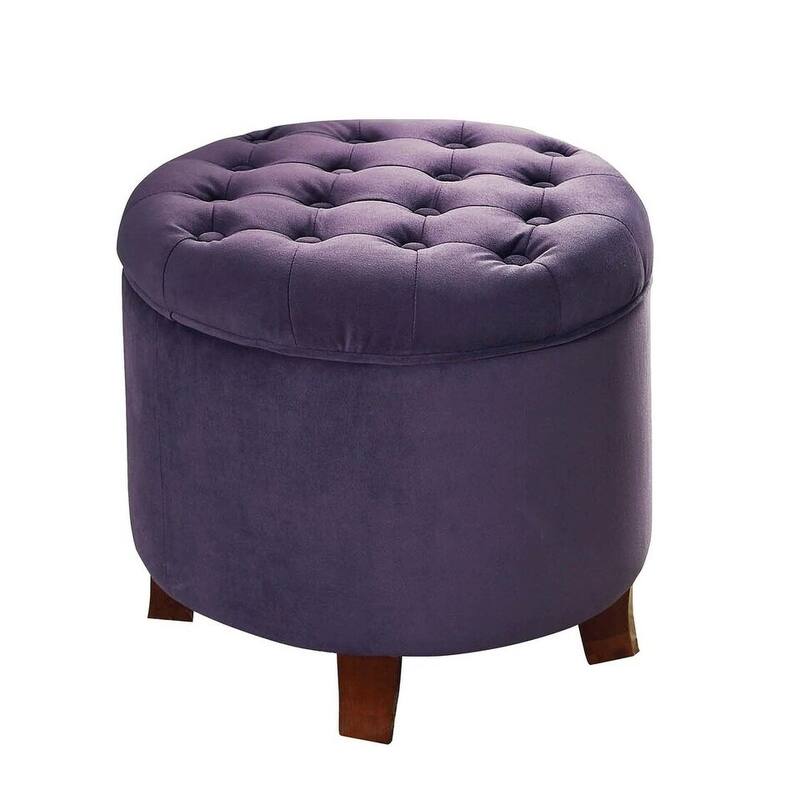 Carson Carrington Ronde Round Storage Ottoman - rich plum