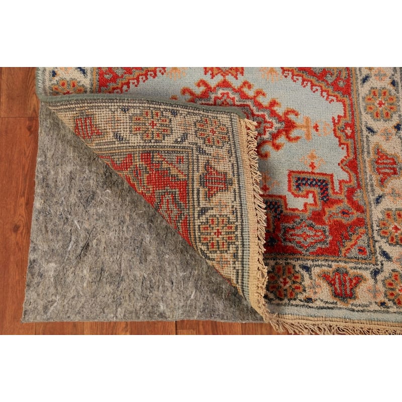 Geometric Viss Indian Runner Rug Hand-Knotted Beige Wool Carpet - 2'6"x 7'11"
