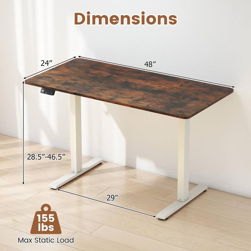 Costway 48” x 24” Electric Standing Desk with LED Display 2 Memory