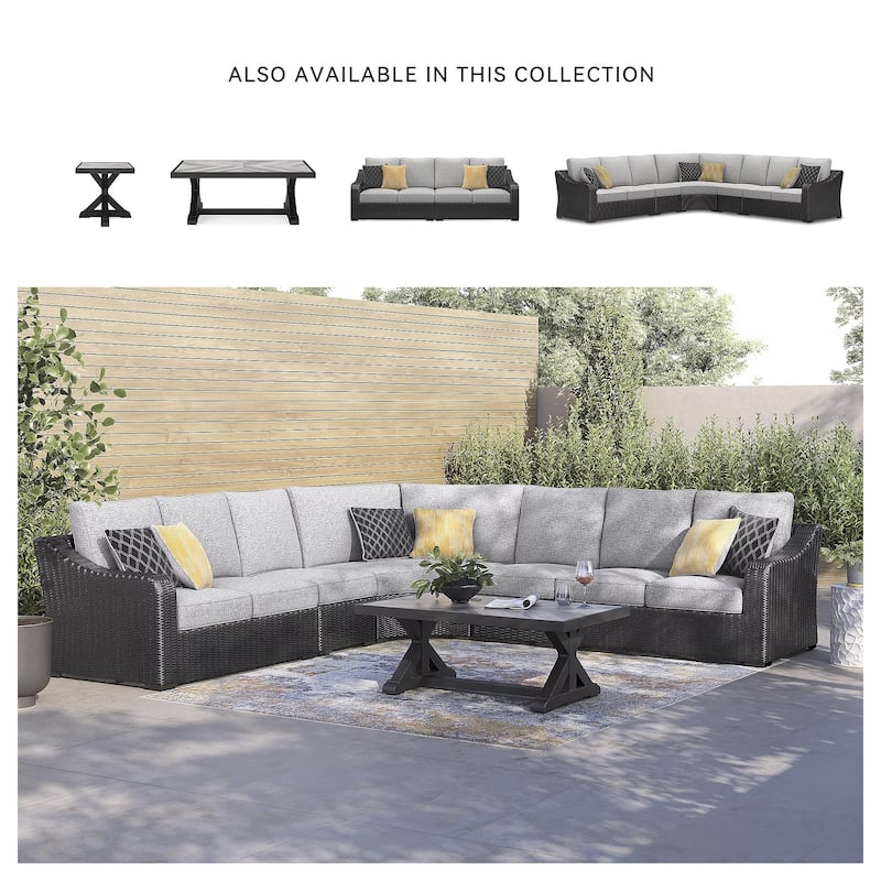 Signature Design by Ashley Beachcroft Black/Gray 5-Piece Outdoor Sectional - 130"W x 130"D x 35.75"H