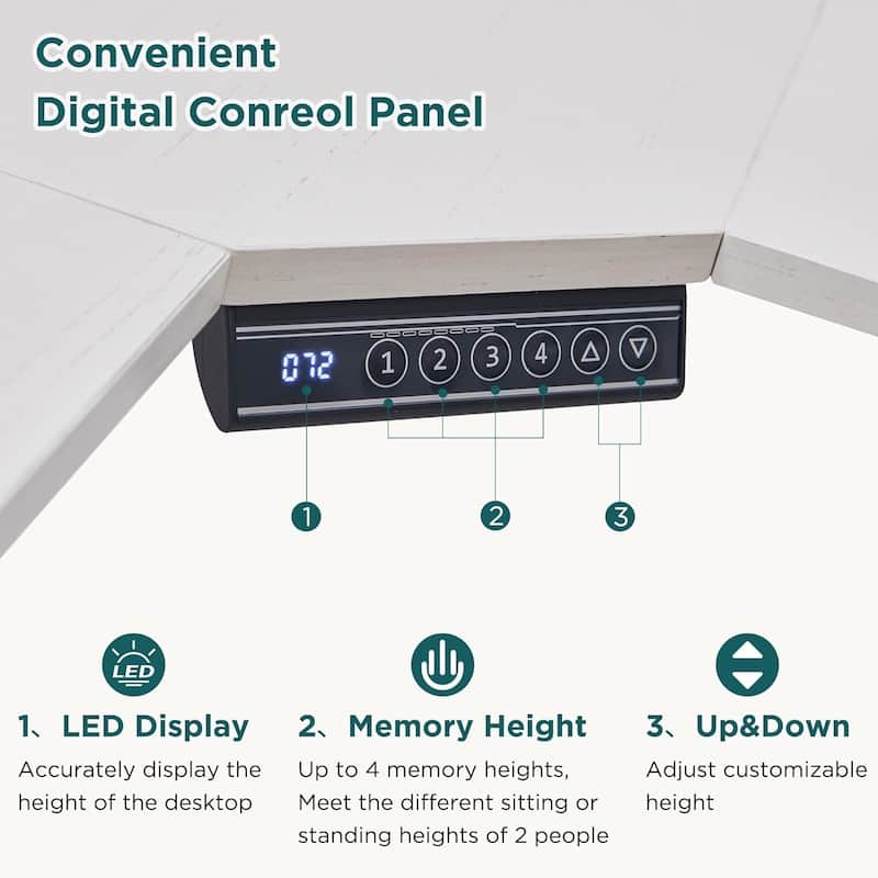 60'' L Shaped Electric Comnputer Desk, Height Adjustable Gaming Desk