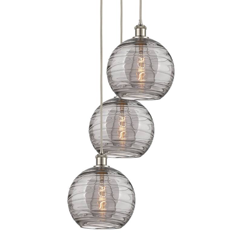 Innovations Lighting 113B-3P 36 17 Athens Deco Swirl Pendant Athens - Brushed Satin Nickel / Light Smoke Deco Swirl