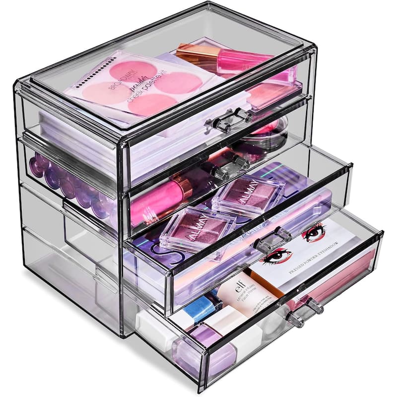 Sorbus Acrylic Cosmetics Makeup and Jewelry Storage Case Display– 4 Large Drawers - 9.25" x 5.375" x 7.875"