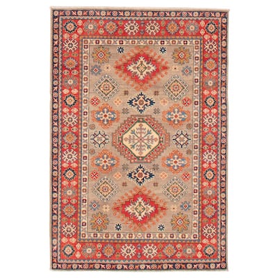 ECARPETGALLERY Hand-knotted Uzbek Ghazni Taupe Wool Rug - 3'11 x 5'10