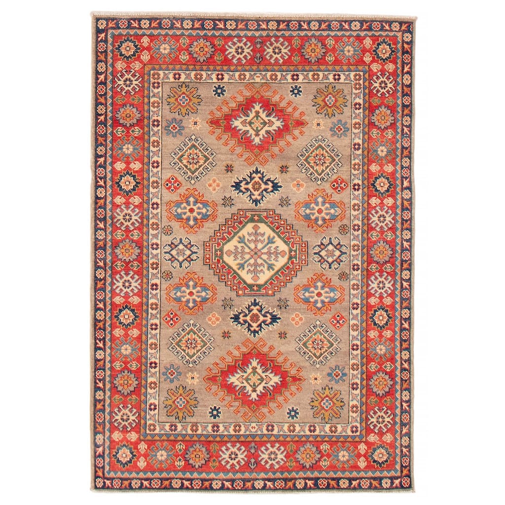 ECARPETGALLERY Hand-knotted Uzbek Ghazni Taupe Wool Rug - 3'11 x 5'10