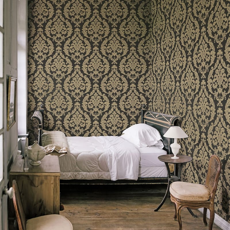 Galerie Wallcoverings Palazzo 2 Collection Silk Damask Vinyl on Non-woven Shimmer Wallpaper Roll