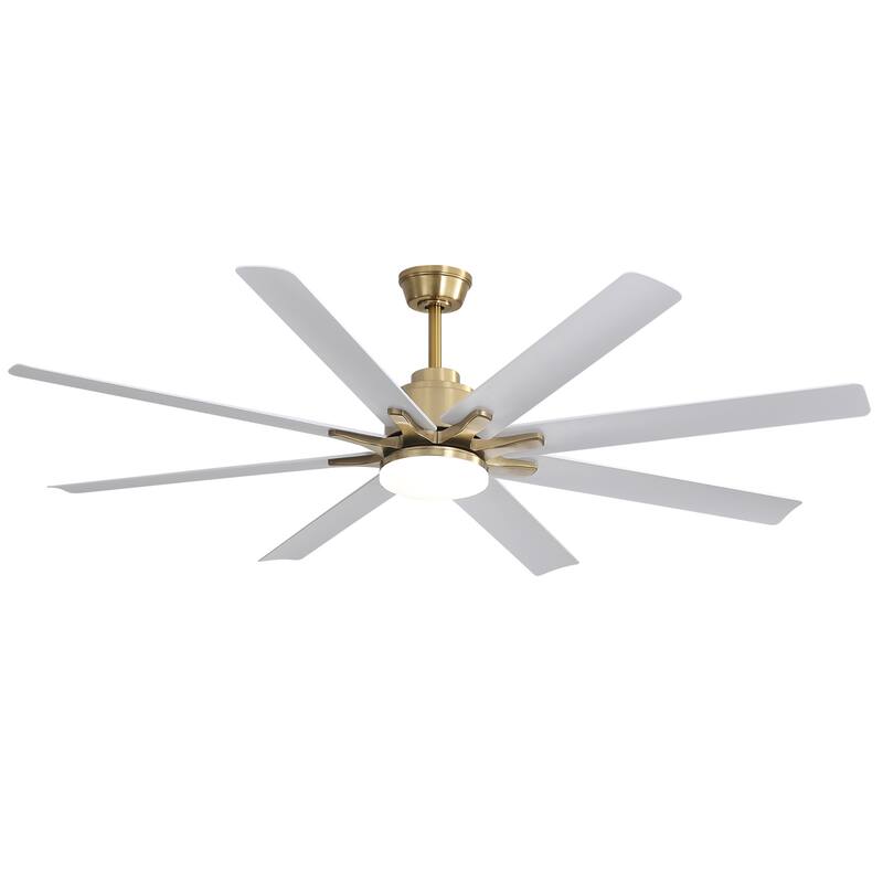 52"/66" Inch Ceiling Fan with Light,APP and Remote Control, Low Profile,Smart Optional - 66 Inch - (Smart)Gold and White ABS Blades