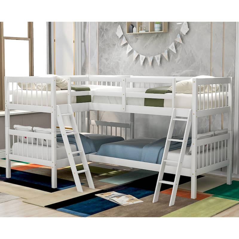 Merax L-Shaped Twin-size Bunk Bed - White