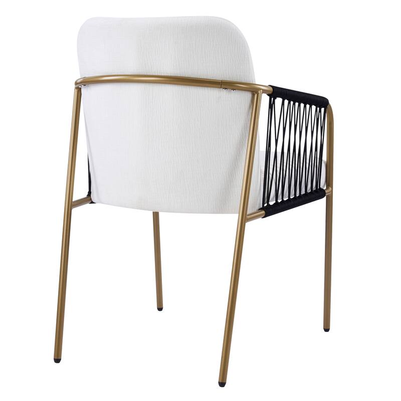 Christopher Knight Home - Modern Upholstered Metal Base Dining Chairs with Woven Armrests