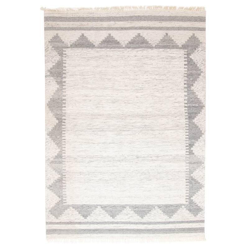 ECARPETGALLERY Flat-Weave Ankara FW Cream Wool Kilim - 5'3 x 7'5