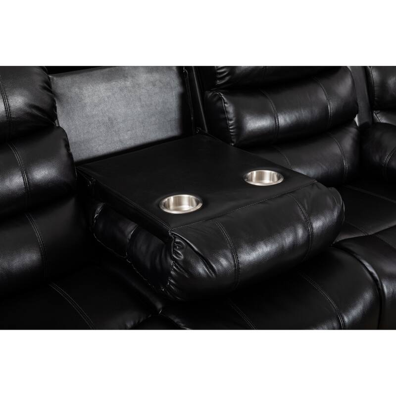 Donivi LED Faux Leather Reclining Sectional With Speakers