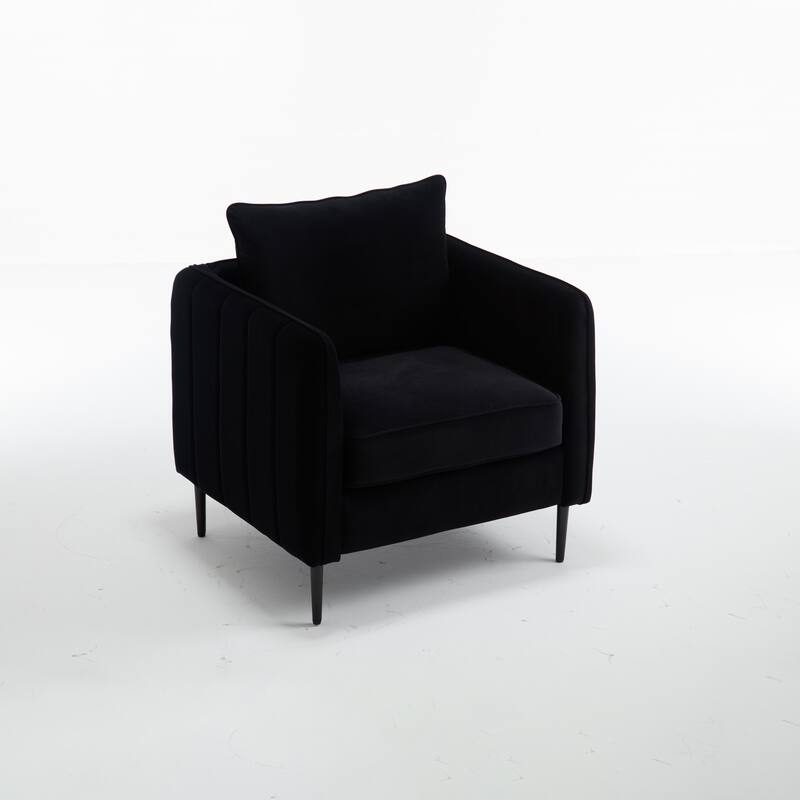 Mid-Century Modern Armchair with 1 Pillow and Metal Legs for Bedroom