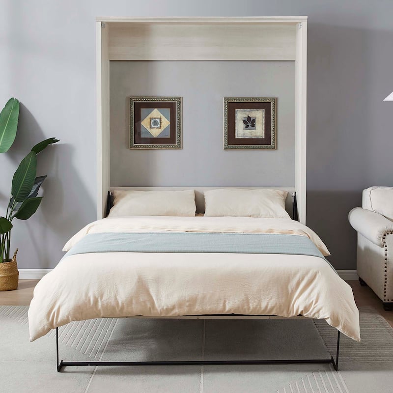 Queen Size Murphy Wall Bed Cabinet Space-Saving Bed Perfect