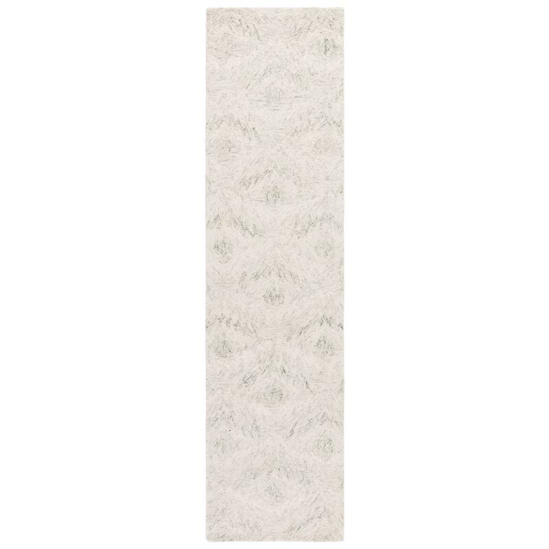 SAFAVIEH Handmade Ebony Hisa Modern & Contemporary Wool Rug - 2'3" x 9' Runner - Ivory/Light Green