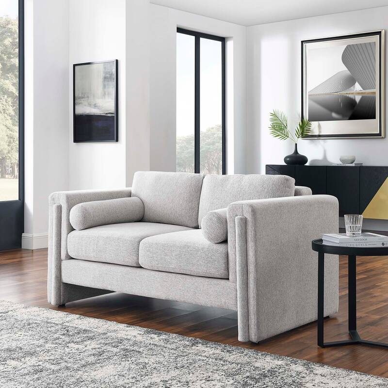 Visible Fabric Loveseat - Light Gray