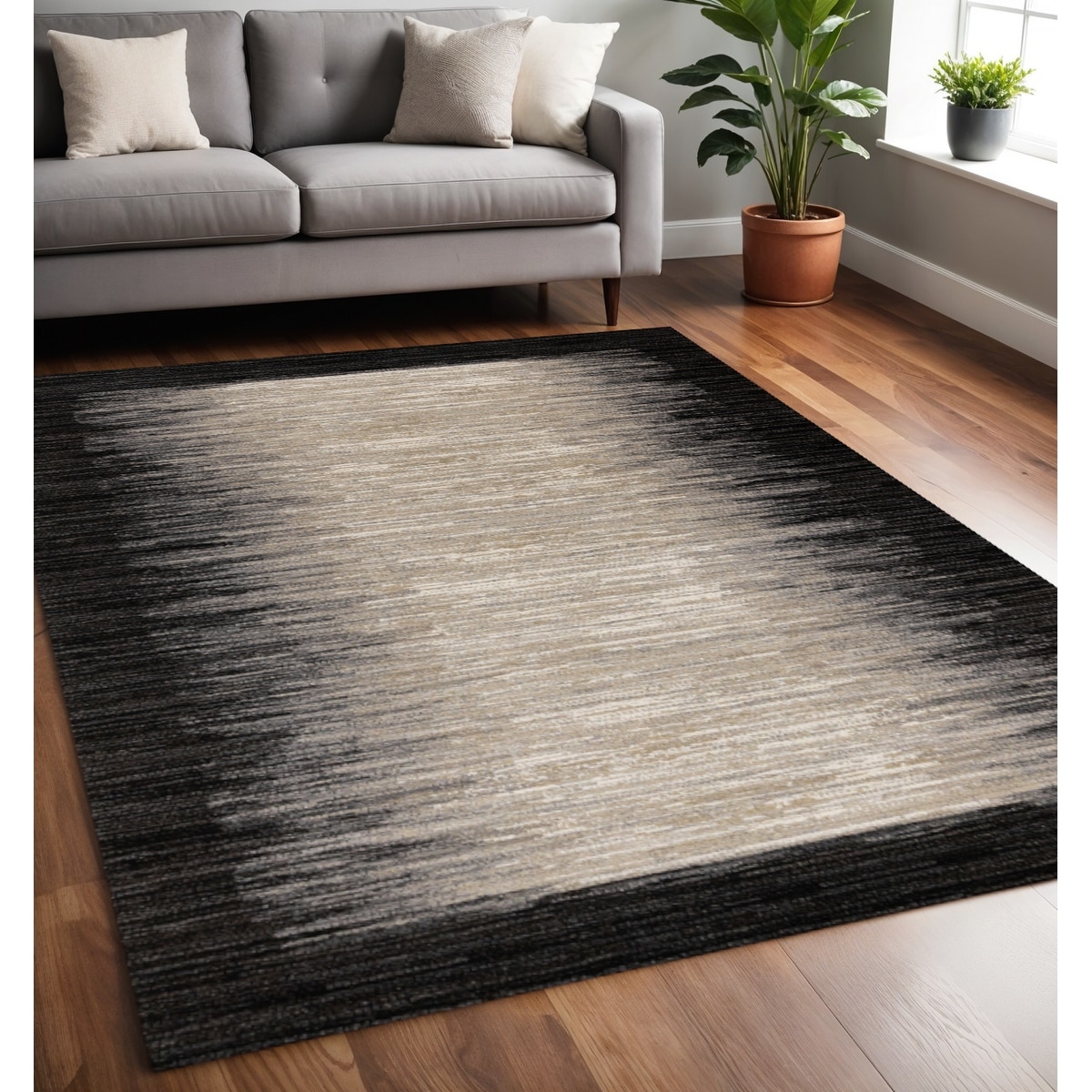 HomeRoots Abstract Modern Rectangle Area Rug - 5' X 8'