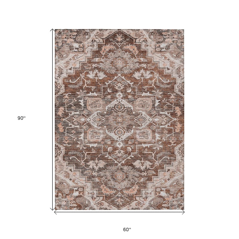 HomeRoots Oriental Traditional Rectangle Outdoor Rug